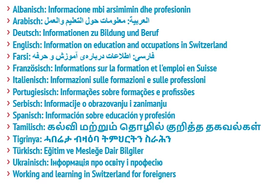 Sprachen auf berufsberatung.ch